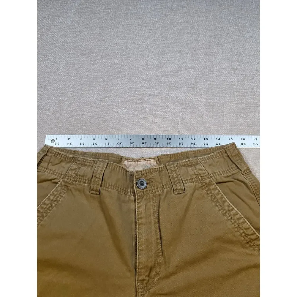 BKE Canvas Carpenter Pants Mens 32L Khaki Tan Straight Leg Workwear Distressed